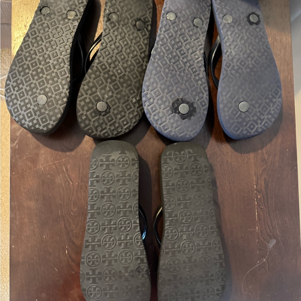Tory Burch Flip Flops Set lot size 6 - Black navy blue Green platform & flat - Picture 7 of 11